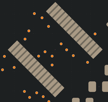 Showing manually drawn exclusion zone to prevent solder mask bridging