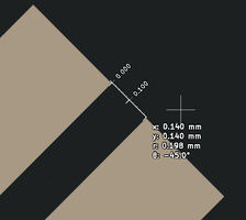 Showing pin gap distance of ~0.2mm
